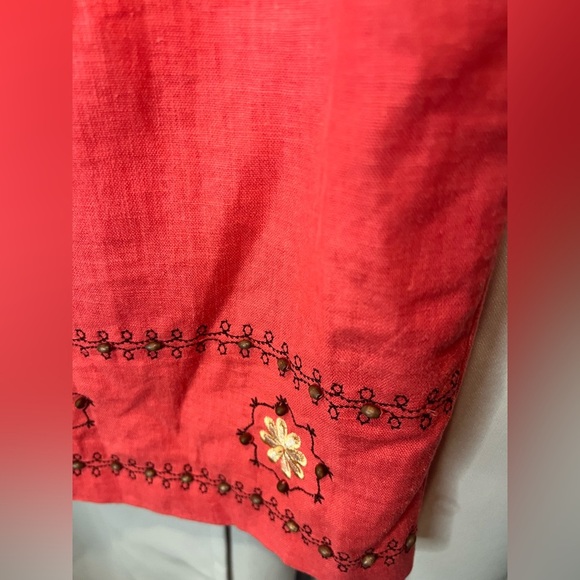 Sag Harbor Pink Sheath Linen Blend Midi Dress with Scoop Neck - Picture 3 of 7